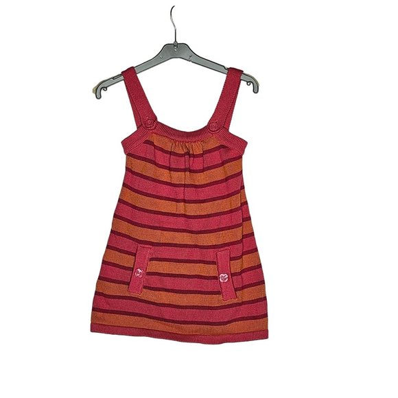 Gymboree FALL HOMECOMING Pink‎ Orange Striped Sweater Jumper Dress 4T - Picture 2 of 4